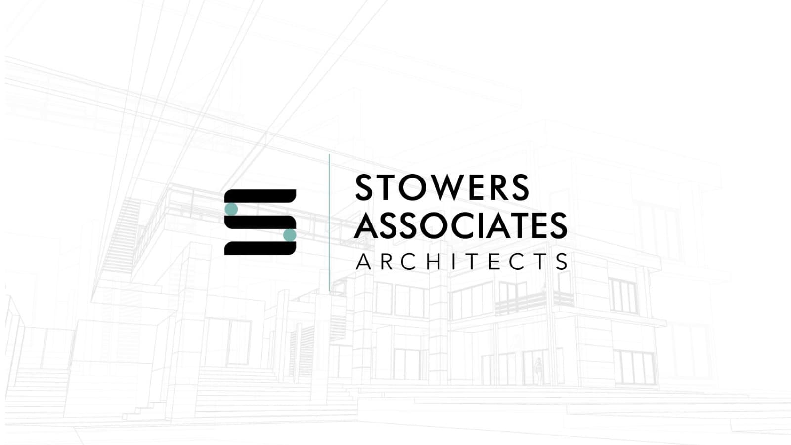 Stowers Associates refreshed logo shown in a presentation mockup